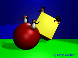 [tux penguins on sphere and
cube]